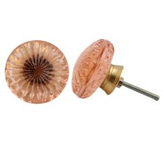Peach Pink Big Daisy Glass Cabinet Knobs